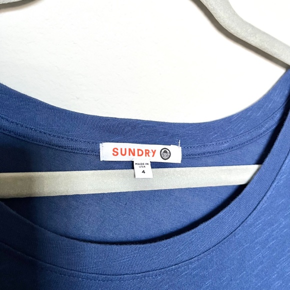 Sundry Royal Blue Ruffle Sleeve Tiered Maxi Dress Slub Cotton Jersey size 4 / XL - Picture 5 of 10